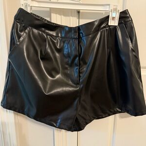 TCEC Black Faux Leather High Waist Shorts